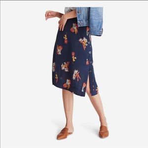 Madewell Side-Button Silk Skirt Cactus Print 14